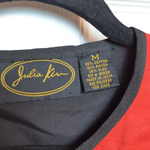 Vintage Julia Ku Jacket Sz M Red Animal Print Patchwork Retro - Picture 5 of 8